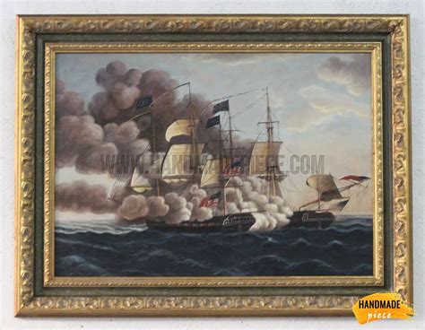 USS Constitution vs HMS Guerriere by Michele Felice Cornè Oil Painting