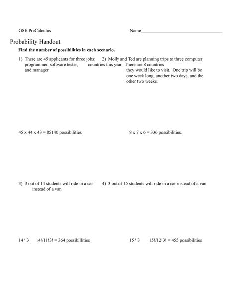 BIO 102 Probability Handout GSE PreCalculus Name