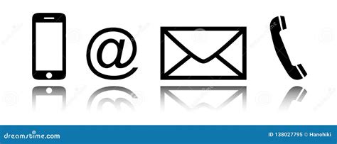 Contact Icon Set Mobile Phone Mail Envelope Email Symbol Stock