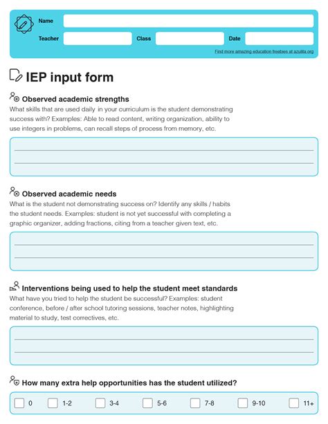 Teacher Input Form For Iep Best Teas Online