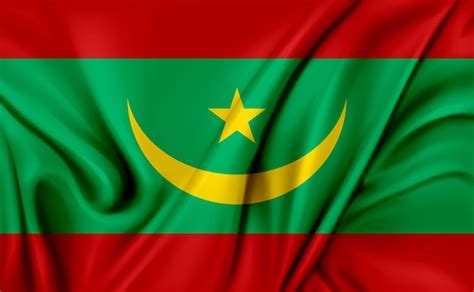 Ilustración 3d de la textura que agita la bandera de mauritania Foto