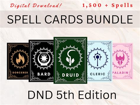 Dnd Spell Cards For Every Class Dnd Spellbook Bundle Dnd Spells Dnd