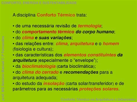 Conforto T Rmico Na Arquitetura E No Urbanismo Ppt Carregar