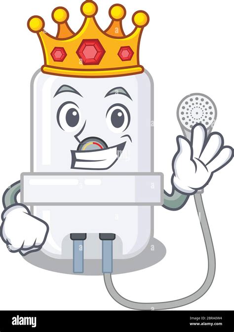 A Wise King Of Electric Water Heater Mascot Design Style With Gold Crown Stock Vector Image