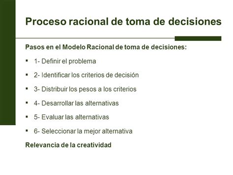 Arriba Imagen Pasos Del Modelo Racional De Toma De Decisiones