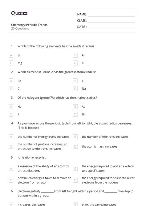 50+ Chemistry worksheets on Quizizz | Free & Printable