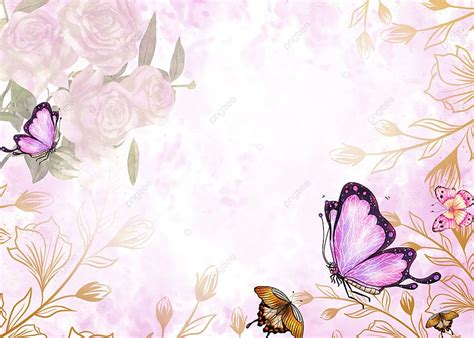 Two Purple Butterflies Flying In Front Of Pink Roses On A White