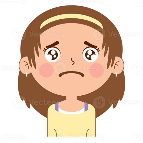 Girl Sad Face Cartoon Cute 14428719 Png