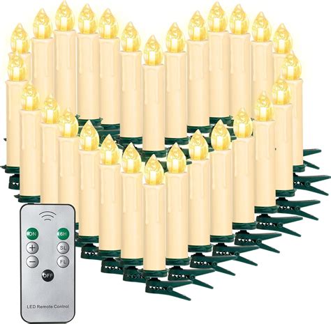 Sunjas 30pcs Led Flameless Taper Candles Battery Operated Christmas Tree Candles