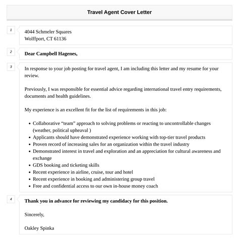 Travel Agent Cover Letter Velvet Jobs