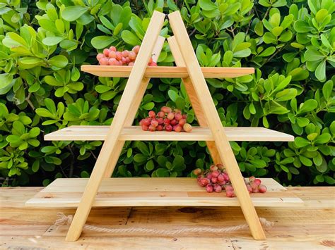 Entertaining Serving Station 3 Tier Tray Serving Wooden Display