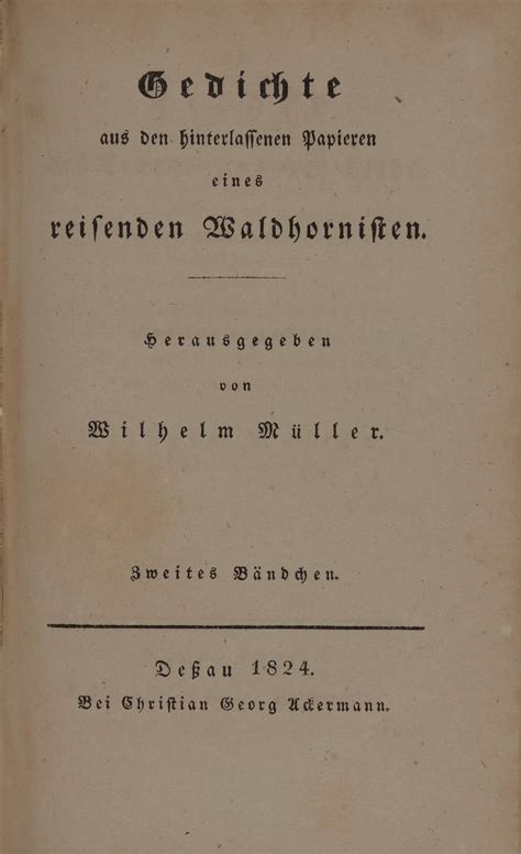 Gedichte Aus Den Hinterlassenen Papieren Eines Reisenden Waldhornisten