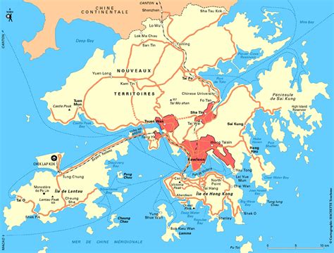 Carte de Hong Kong - Découvrir l'île de Hong Kong sur une carte