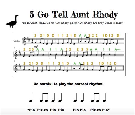Go Tell Aunt Rhody Violin Mrs Corbins Music Room