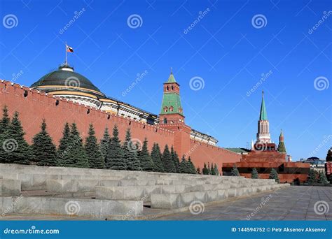 The Wall Of The Moscow Kremlin And The Mausoleum Of Vladimir Lenin On