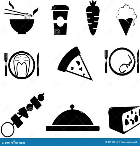 Food icons stock vector. Image of icons, food, fork, barbecue - 33992341