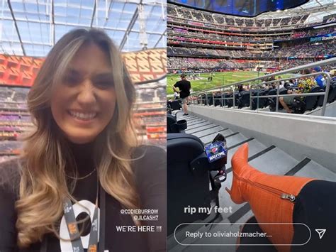 Olivia Holzmacher wears special Bengals boots to cheer on boyfriend Joe Burrow at Super Bowl ...