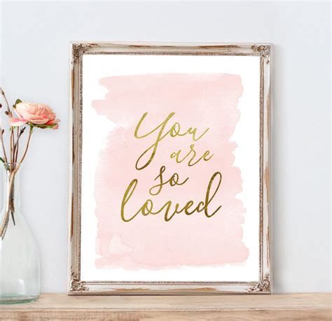 Blush Gold Nursery You Are So Loved Watercolor Wash Baby T Light