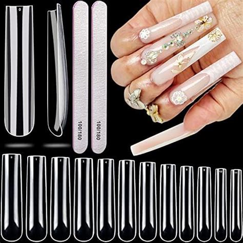 Amazon HWHUNO 4XL Full Cover Stiletto Nail Tips Clear 3 Extra