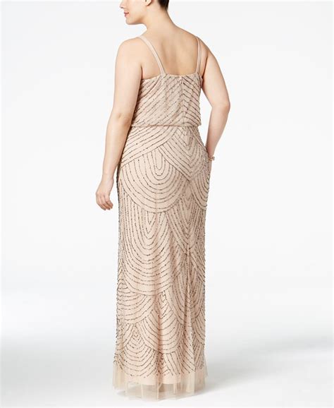 Adrianna Papell Plus Size Beaded Blouson Gown Macys