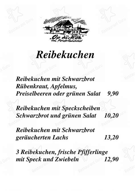 Menu At Op D H H Restaurant Hattingen