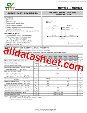 MUR110 Datasheet PDF Shunye Enterprise