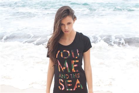 Wallpaper Women Model T Shirt Sea Water Brunette Typography