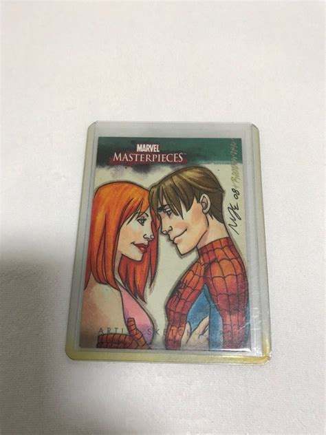 Rare Marvel Sketch Card Spider Man Mary Jane Hobbies Toys