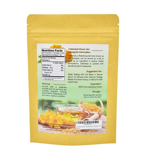 Calendula Flower Tea Marigold Teabags Oz Krittiya Garden World