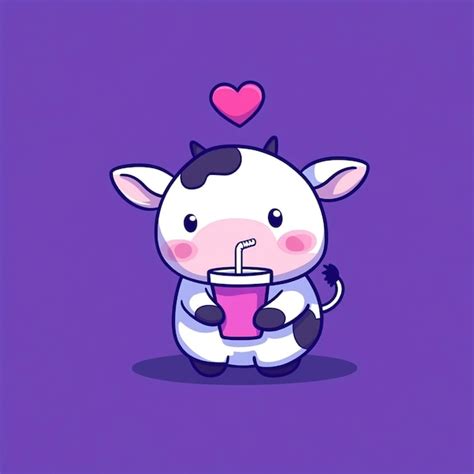 Una Linda Vaca Bebiendo Leche De Una Caja De Cart N Vector Premium