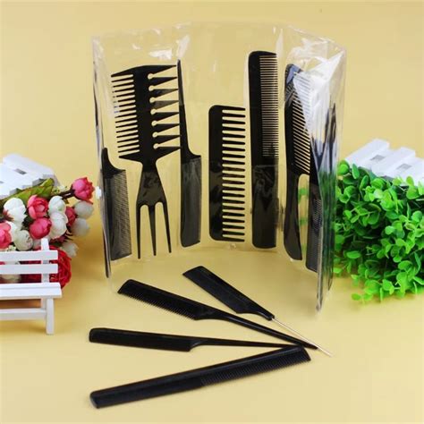 Kit C 10 Pentes Profissional Corte Cabelo E Barbeiro Kit De Pentes