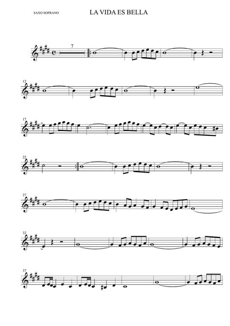 La Vida Es Bella Bso Soprano Sax Sheets By Ismael Dorado