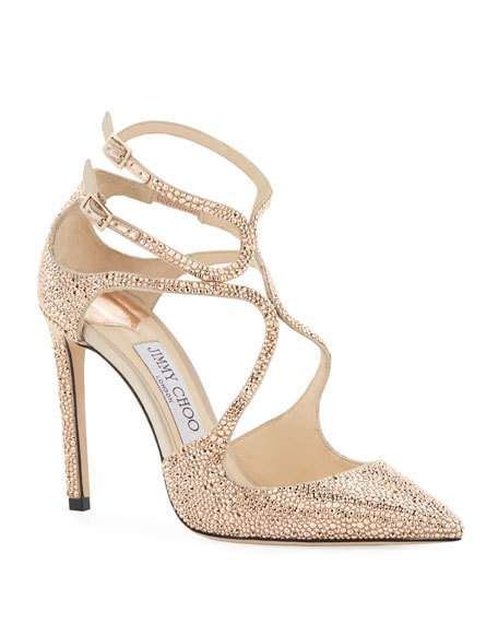 Jimmy Choo Lancer Mm Crystal Satin Pumps Pointed Toe Pumps High