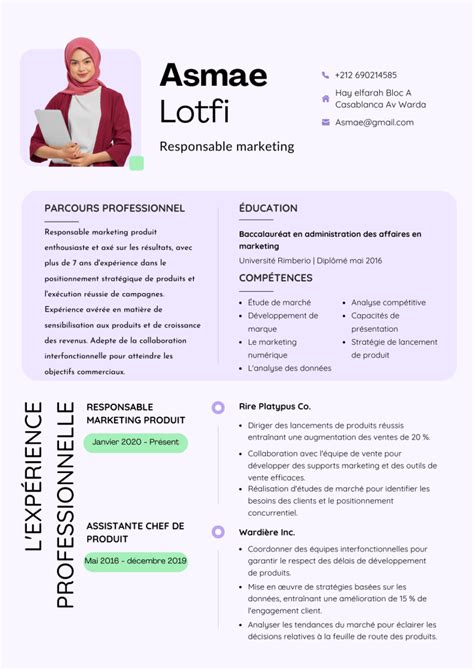 Exemple Cv Responsable Marketing Moncvpro