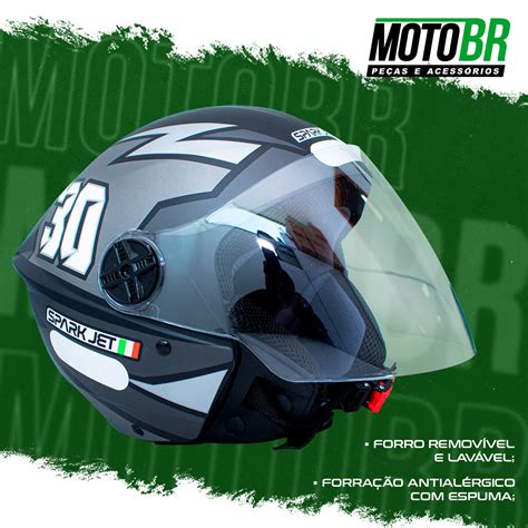 Capacete Ebf Spark Jet 30 Preto Fosco Chumbo Moto Br