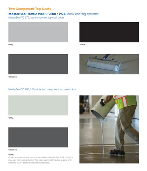 Gallery Of Masterseal 581 Color Chart Concrete Color Hardener