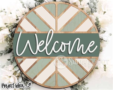 Geometric Laser Sign Bundle Round Door Hanger Svg Glowforge Laser File