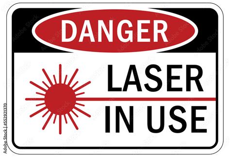 Laser danger warning sign and label laser in use Stock Vector | Adobe Stock