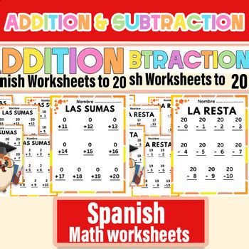 Spanish Addition Subtraction Within Worksheets Addition