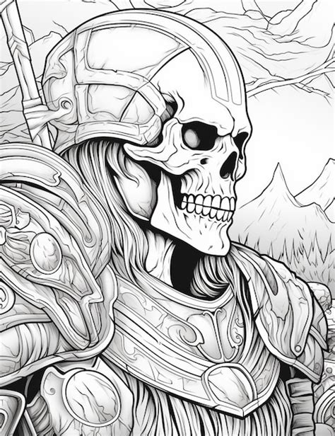 Premium Ai Image A Drawing Of A Skeleton In Armor With A Sword And A