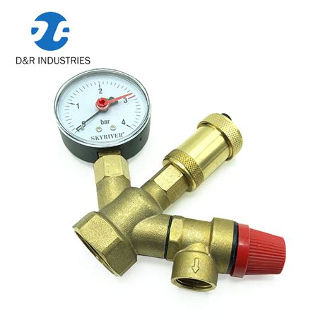 Brass Pressure Relief Boiler Gas Safety Valve With Pressure Gauge