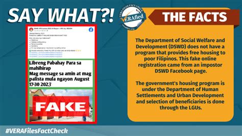 VERA FILES FACT CHECK Impostor DSWD Page Posts FAKE Registration For