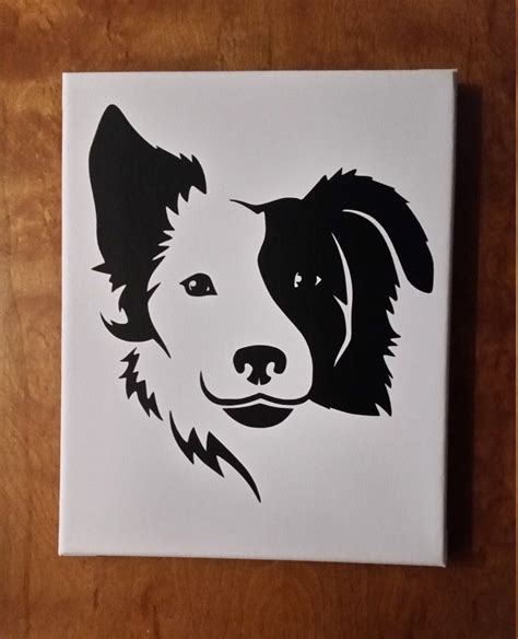 Split Face Border Collie Etsy Dog Outline Dog Silhouette Collie