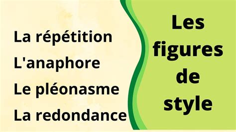 La R P Tition L Anaphore Le Pl Onasme La Redondance Figures De