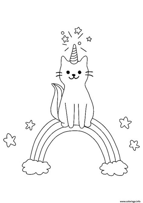 Coloriage Chat Licorne Arc En Ciel JeColorie