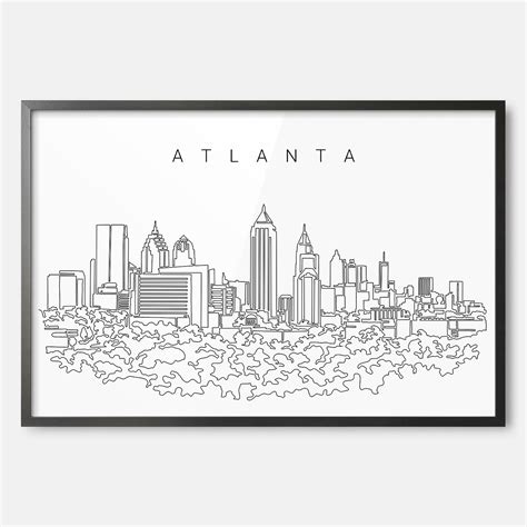 Framed Atlanta Skyline Wall Art - EverLineArt