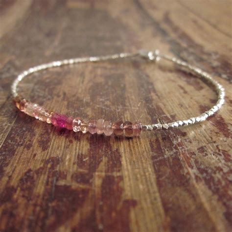 Pink Tourmaline Bracelet Tourmaline Bracelets Beaded Bracelet Etsy