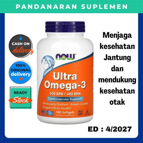 Jual Vitamin Suplemen Ultra Omega 3 500 Epa 250 Dha Now 180 Kapsul