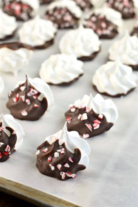 Meringue Cookies Dipped In Chocolate And Peppermint Chocolate Dipped