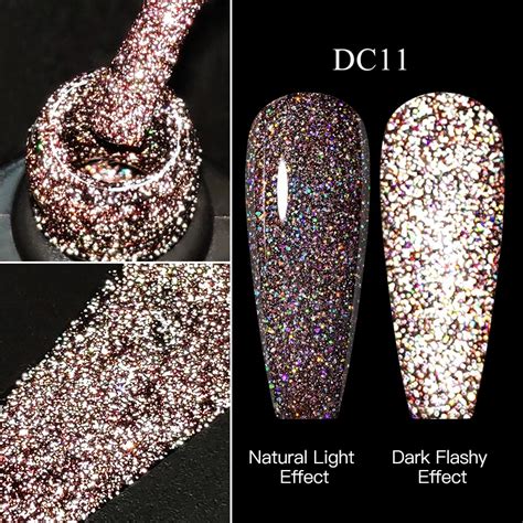 Mtssii 7ml Reflective Glitter Gel Nail Polish Flash Sliver Gold